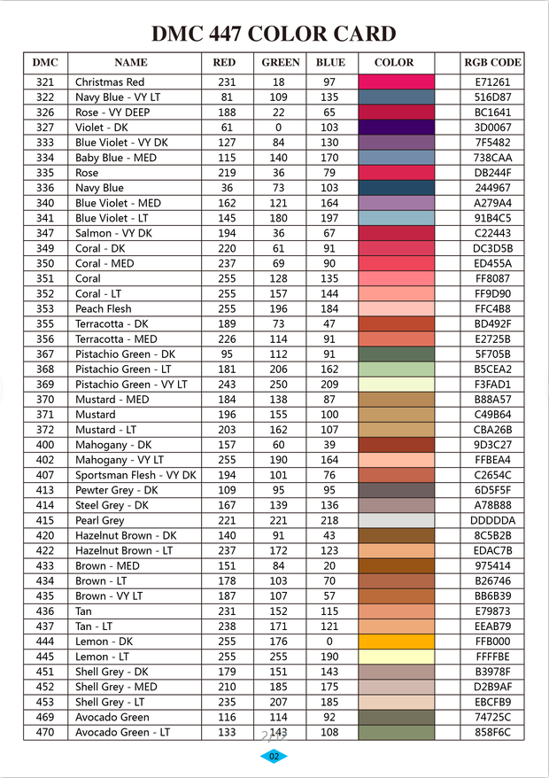 Diamond Painting Full Range 447 DMC Diamond Color Card Rhinestone Color Identification Card Square / Round Diamond