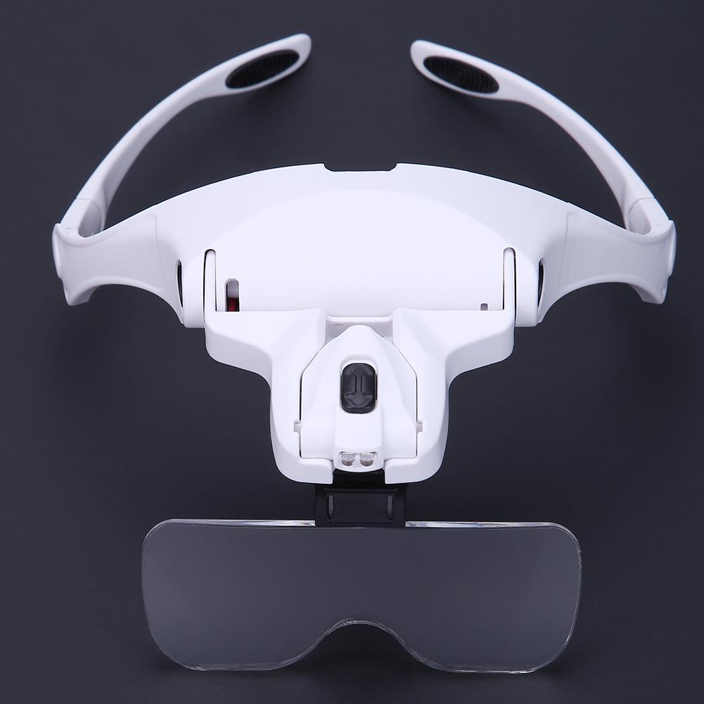 Adjustable Lens Wearing Type Glasses Magnifier Loupe Kit with LED Lights Tool
