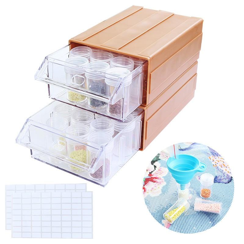 Diamond Painting tool | Storage box With funnel and stickers (Various specifications)