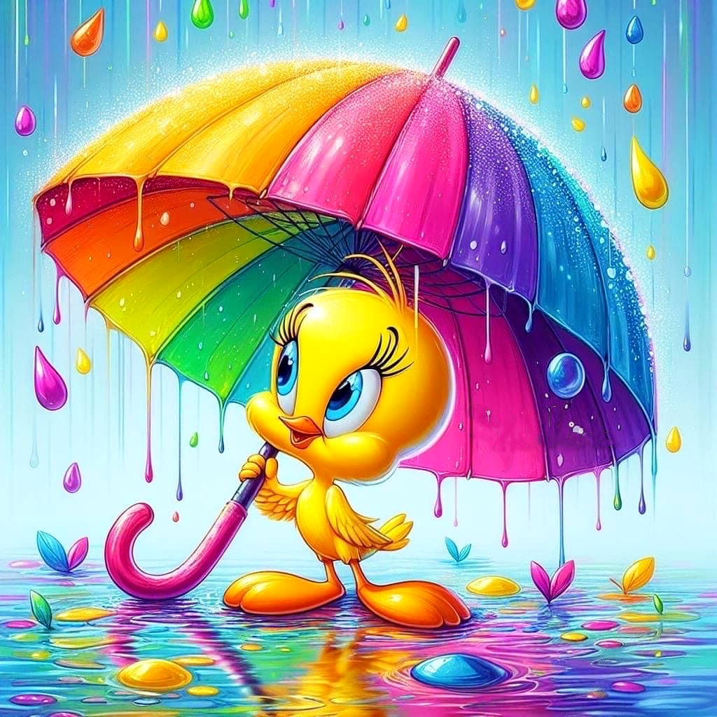 Diamond Painting Family Full Resin Square Fairy Dust Crystal AB Stone Diamond Painting Arts Rainbow Umbrella Duck丨DF0001