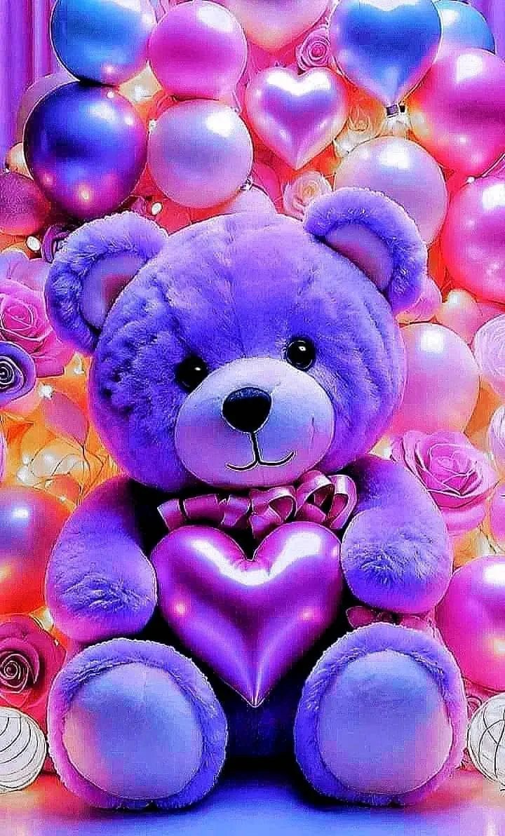 Diamond Painting Family Full Resin Square Fairy Dust Crystal AB Stone Diamond Painting Arts Purple Balloon Bear丨DF0017