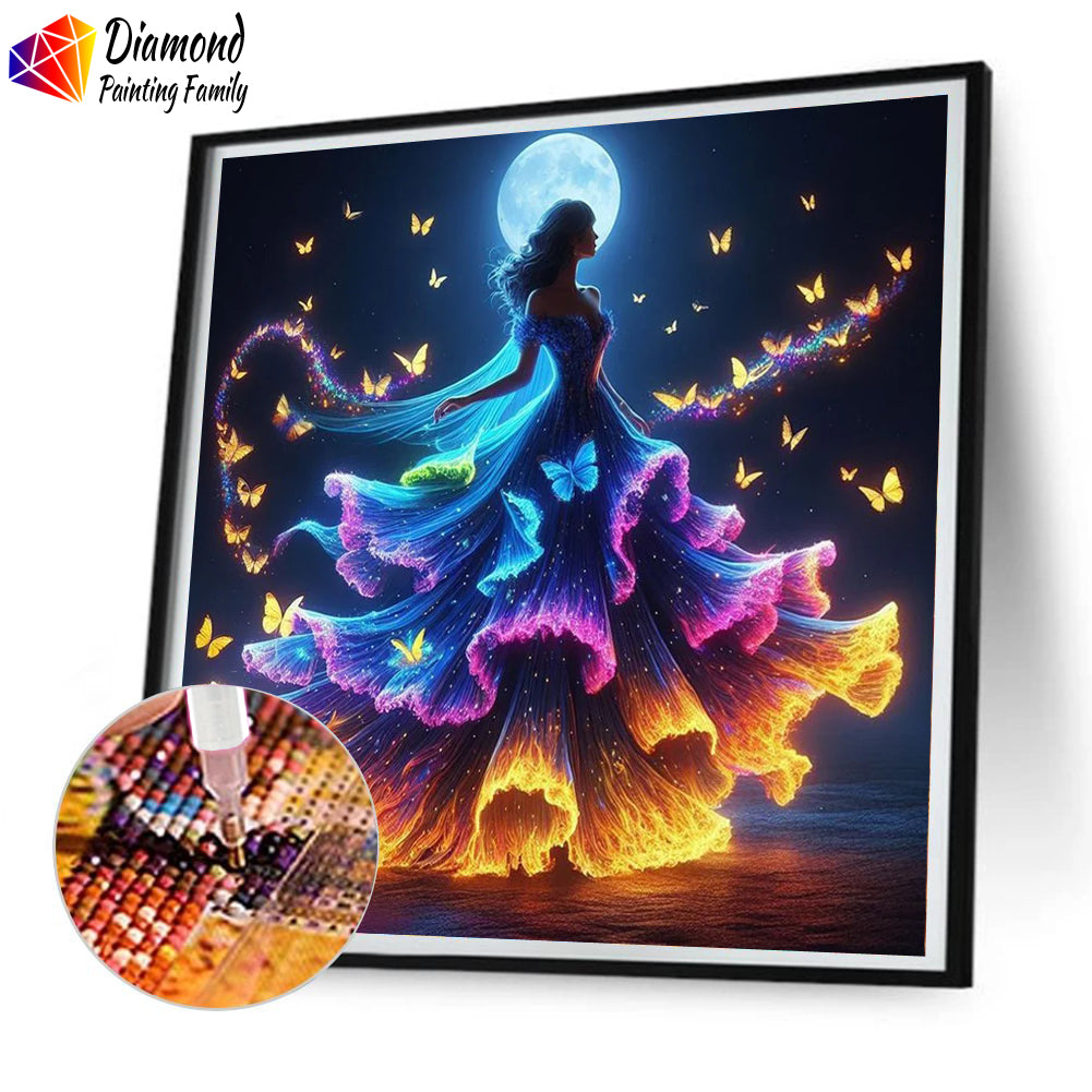 Diamond Painting Family Full Resin Square Fairy Dust Crystal AB Stone Diamond Painting Arts Aurora Lady丨DF0022