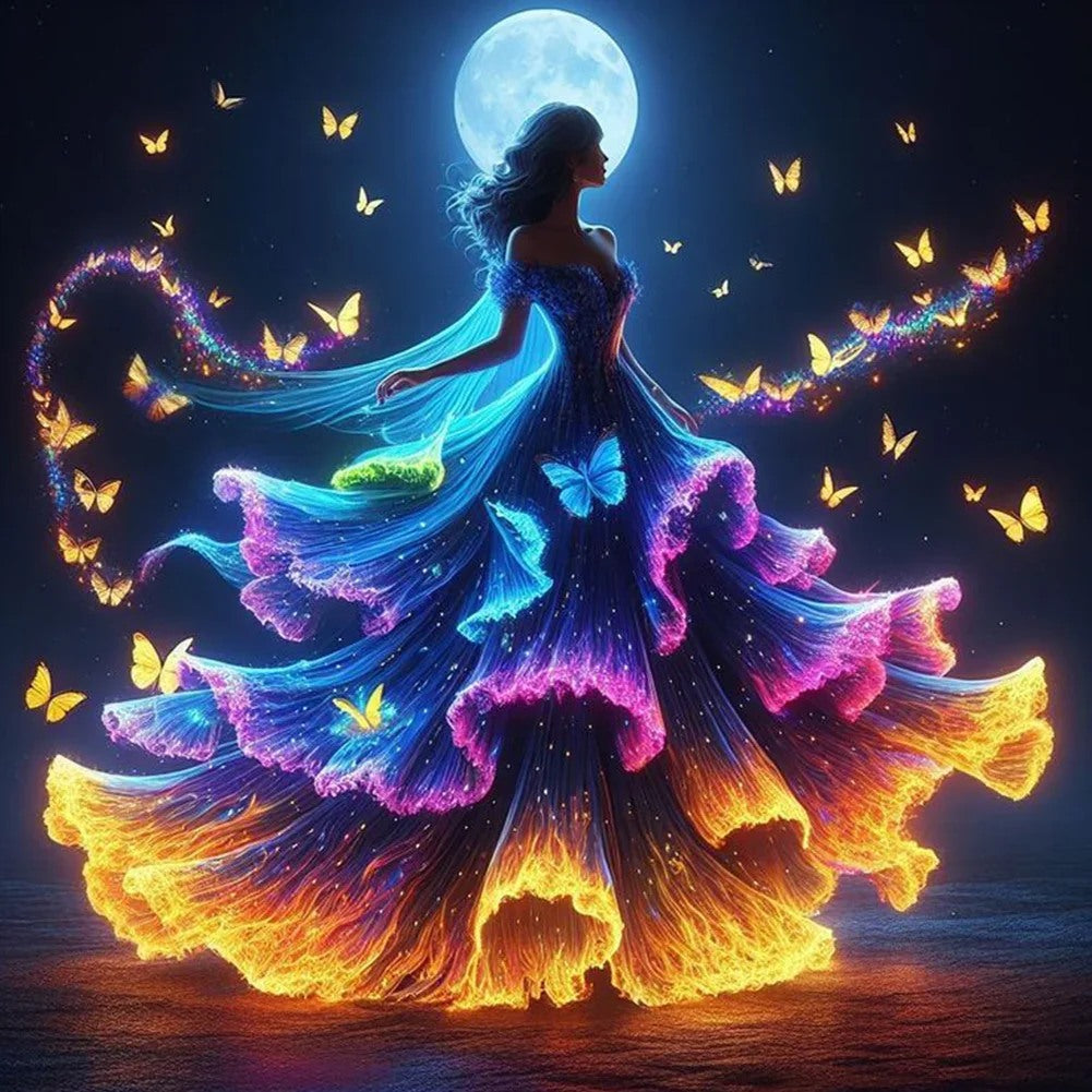 Diamond Painting Family Full Resin Square Fairy Dust Crystal AB Stone Diamond Painting Arts Aurora Lady丨DF0022