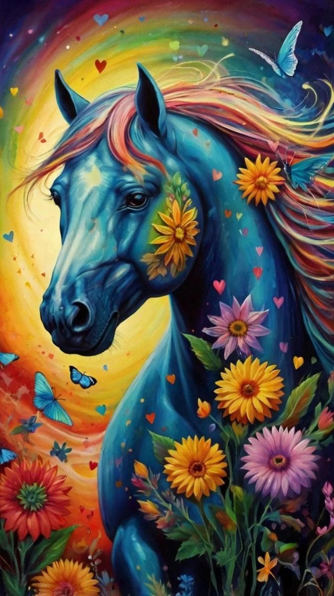 Diamond Painting Family Full Resin Square Fairy Dust Crystal AB Stone Diamond Painting Arts Flower Horse丨DF0025