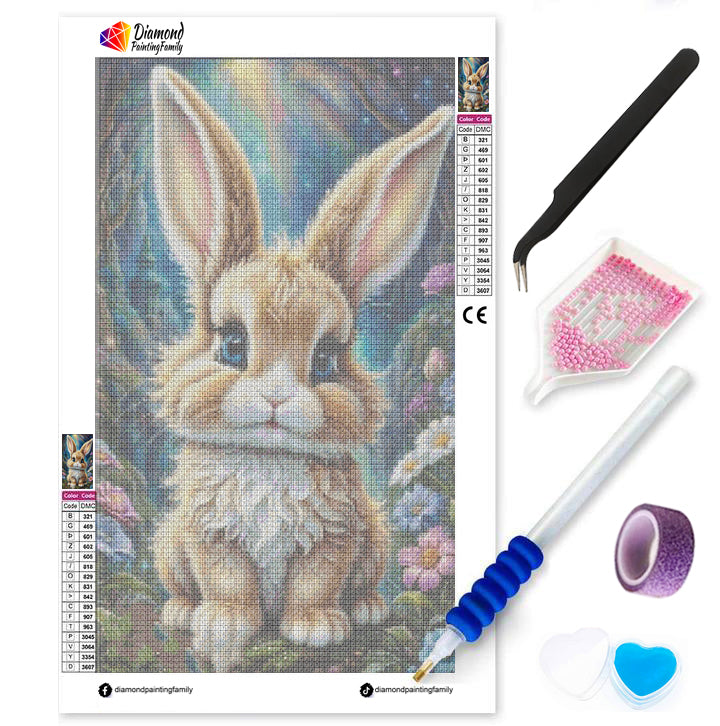Diamond Painting Family Full Resin Square Fairy Dust Crystal AB Stone Diamond Painting Arts Easter Bunny丨DF0035