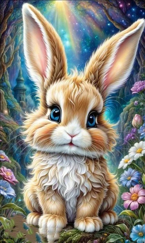 Diamond Painting Family Full Resin Square Fairy Dust Crystal AB Stone Diamond Painting Arts Easter Bunny丨DF0035