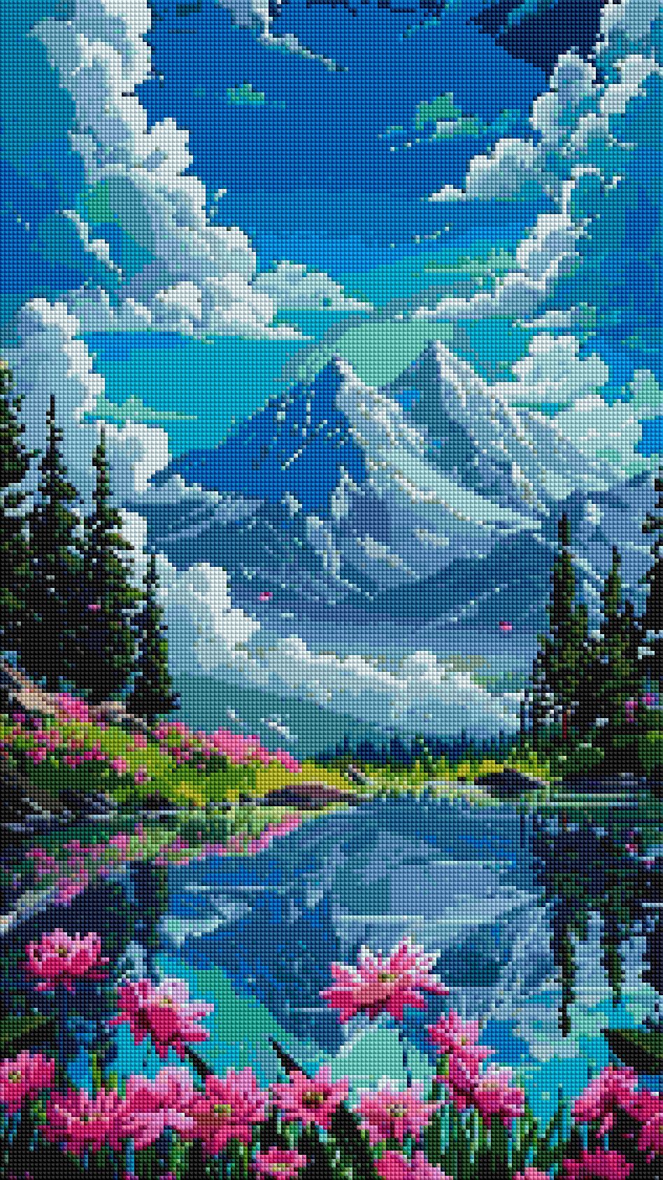 Diamond Painting Family Full Resin Square Fairy Dust Crystal AB Stone Diamond Painting Arts Mountain Lake丨DF0036