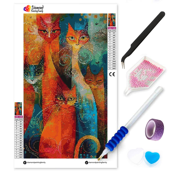 Diamond Painting Family Full Resin Square Fairy Dust Crystal AB Stone Diamond Painting Arts Foxes Family丨DF0037