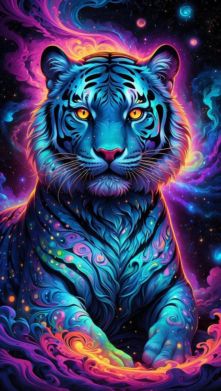 Diamond Painting Family Full Resin Square Fairy Dust Crystal AB Stone Diamond Painting Arts Blue Tiger丨DF0039