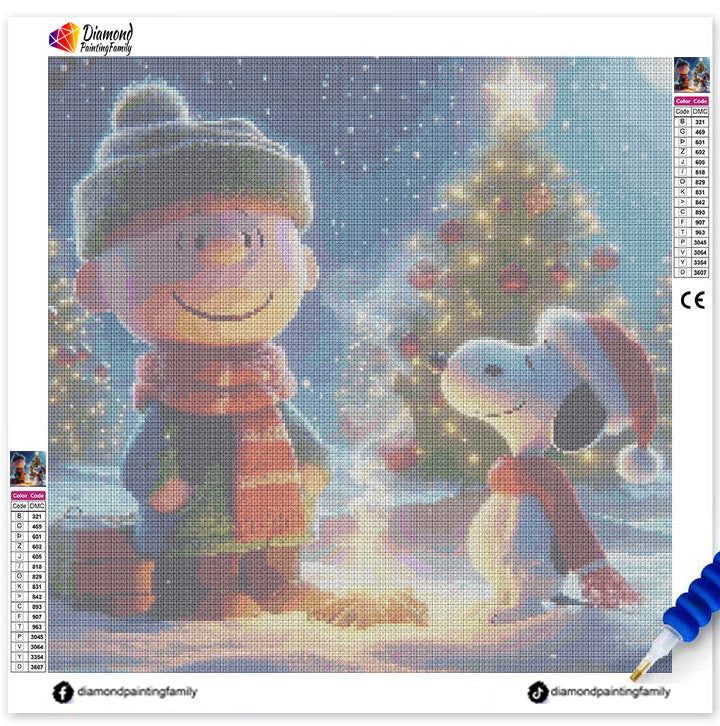 Diamond Painting Family Full Resin Square Fairy Dust Crystal AB Stone Diamond Painting Arts Snoopy Christmas丨DF0040