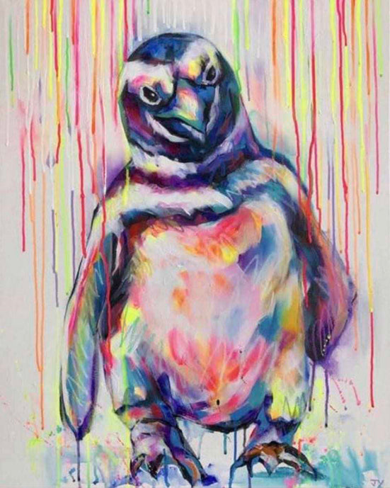 Diamond Painting Family Full Resin Square Fairy Dust Crystal AB Stone Diamond Painting Arts Colorful Penguin丨DF0041