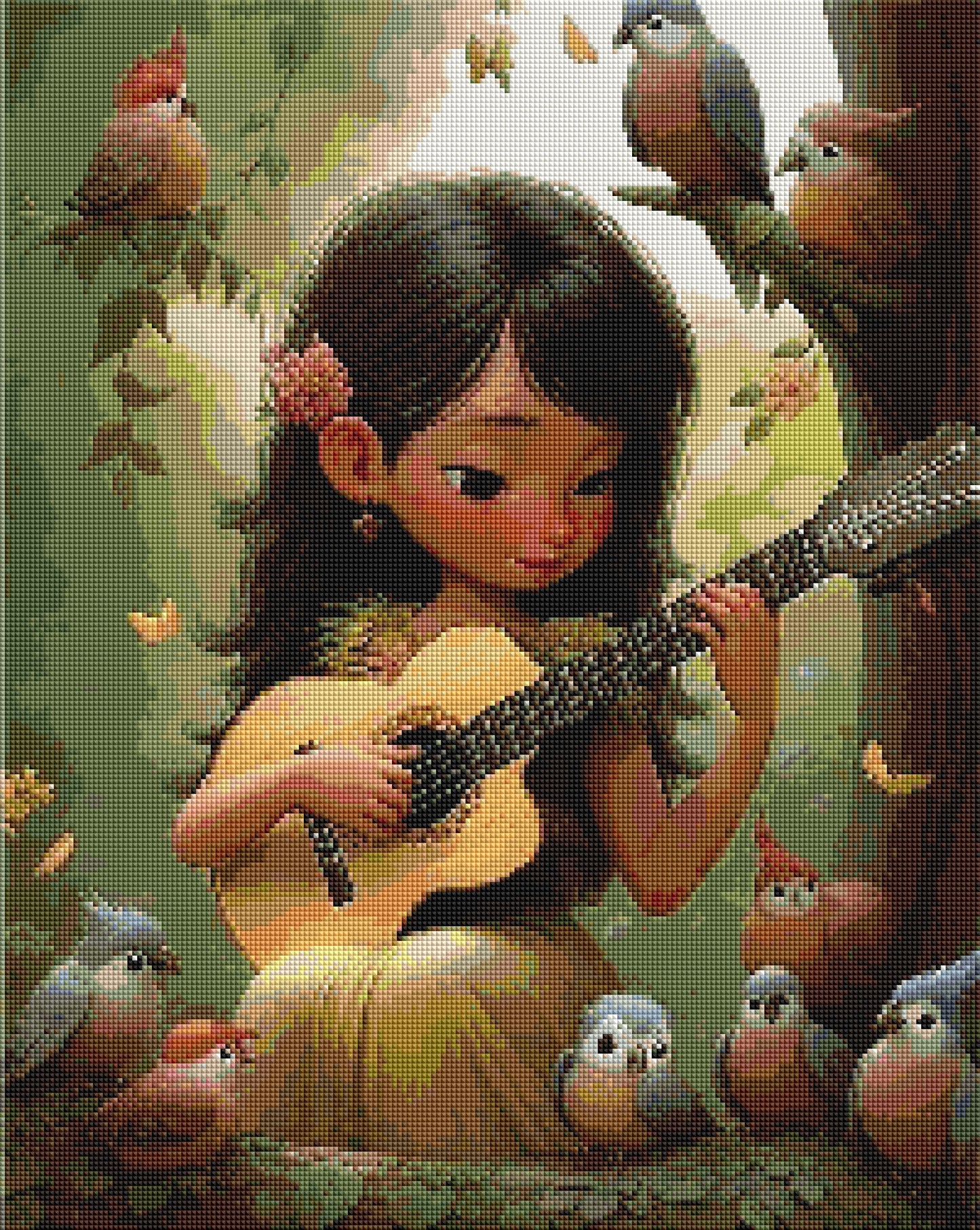 Diamond Painting Family Full Resin Square Fairy Dust Crystal AB Stone Diamond Painting Arts Guitar Girl丨DF0045