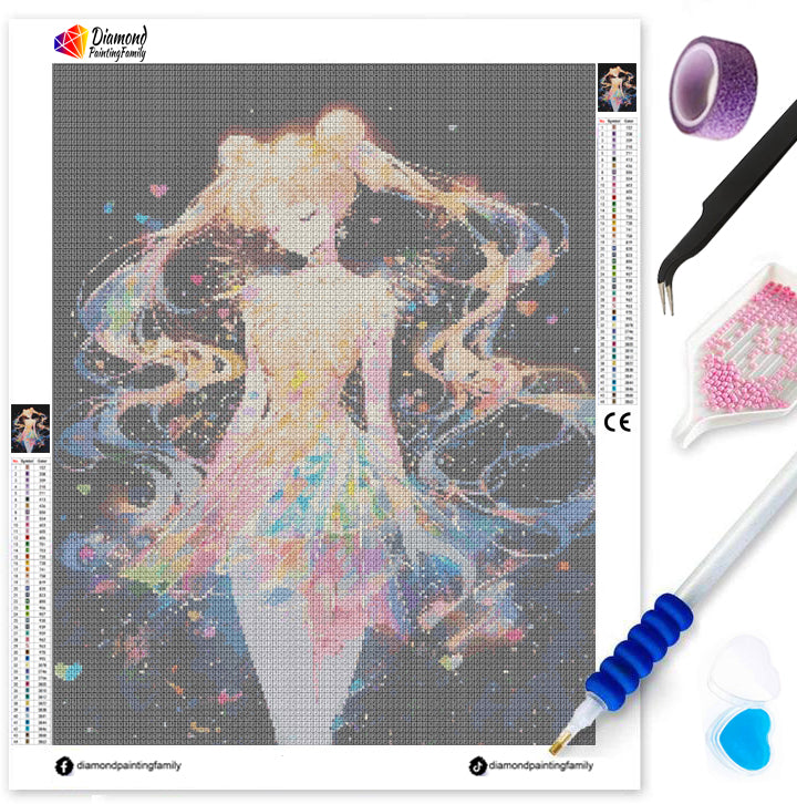 Diamond Painting Family Full Resin Square Fairy Dust Crystal AB Stone Diamond Painting Arts Tsukino Usagi丨DF0097