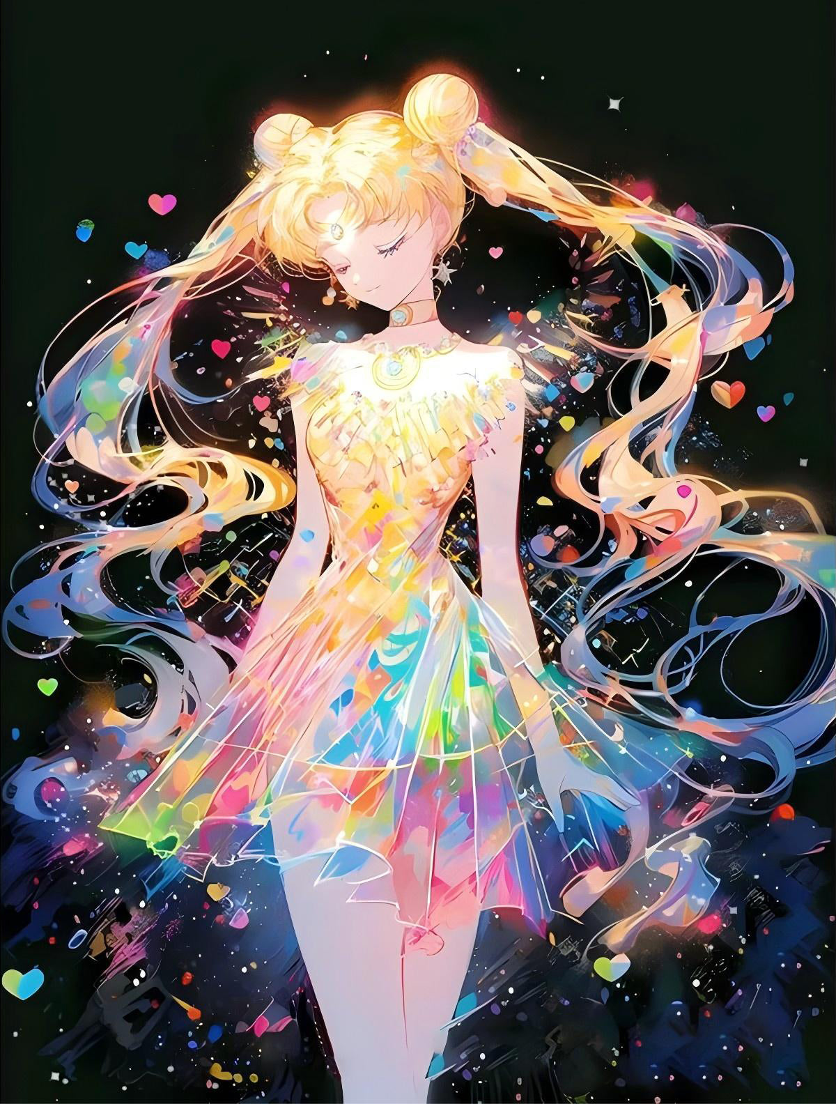 Diamond Painting Family Full Resin Square Fairy Dust Crystal AB Stone Diamond Painting Arts Tsukino Usagi丨DF0097
