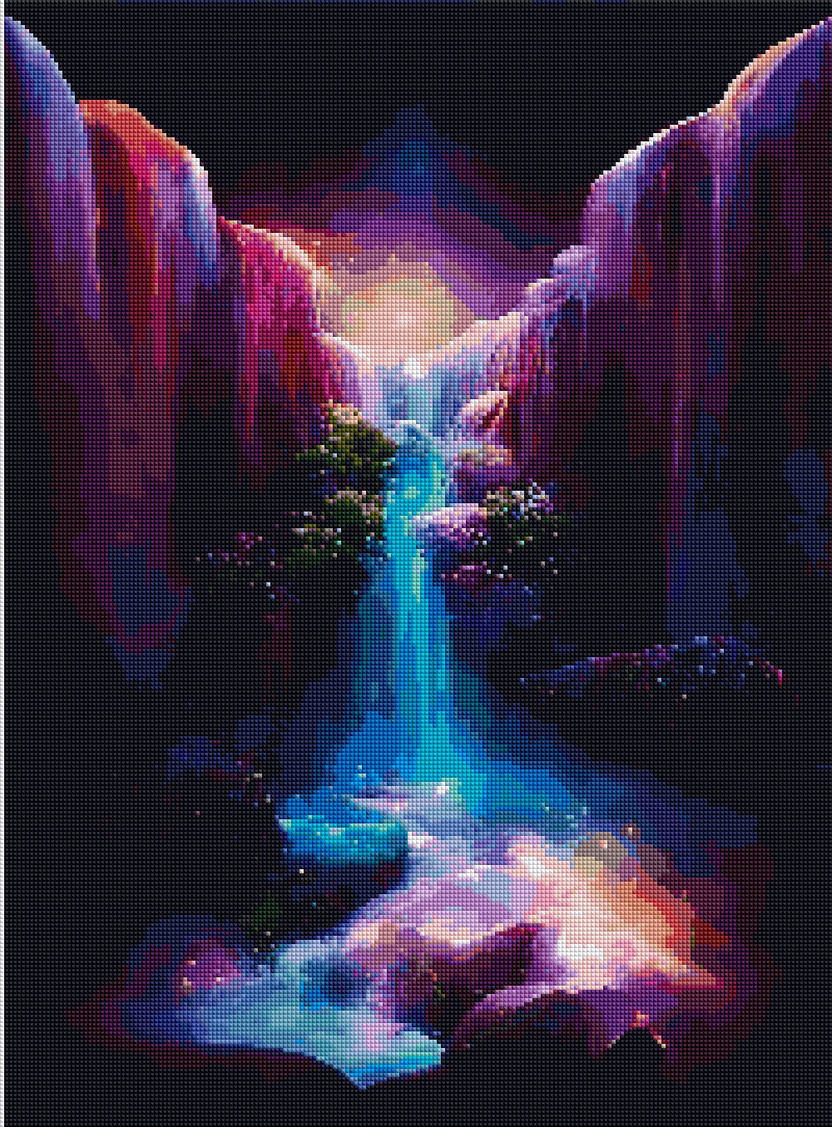 Diamond Painting Family Full Resin Square Fairy Dust Crystal AB Stone Diamond Painting Arts Cliff Waterfall丨DF0098