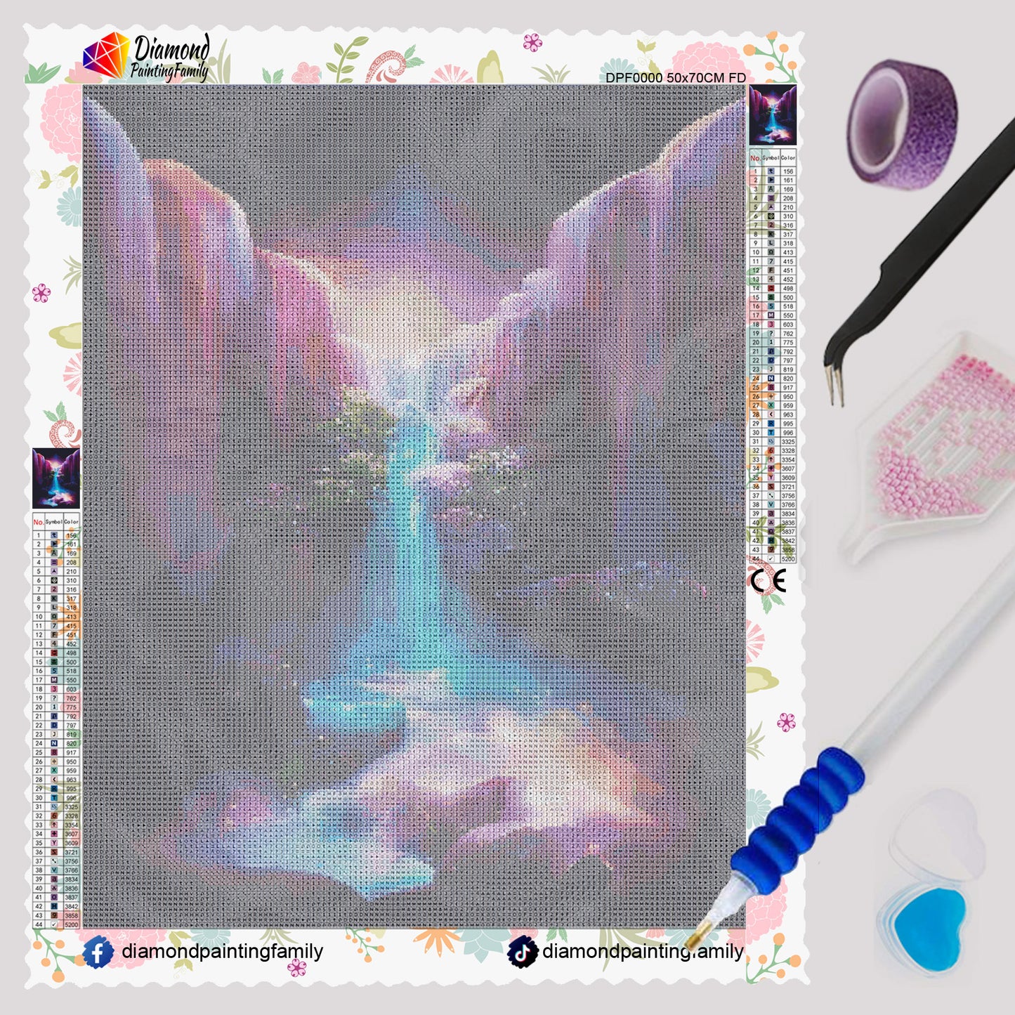 Diamond Painting Family Full Resin Square Fairy Dust Crystal AB Stone Diamond Painting Arts Cliff Waterfall丨DF0098