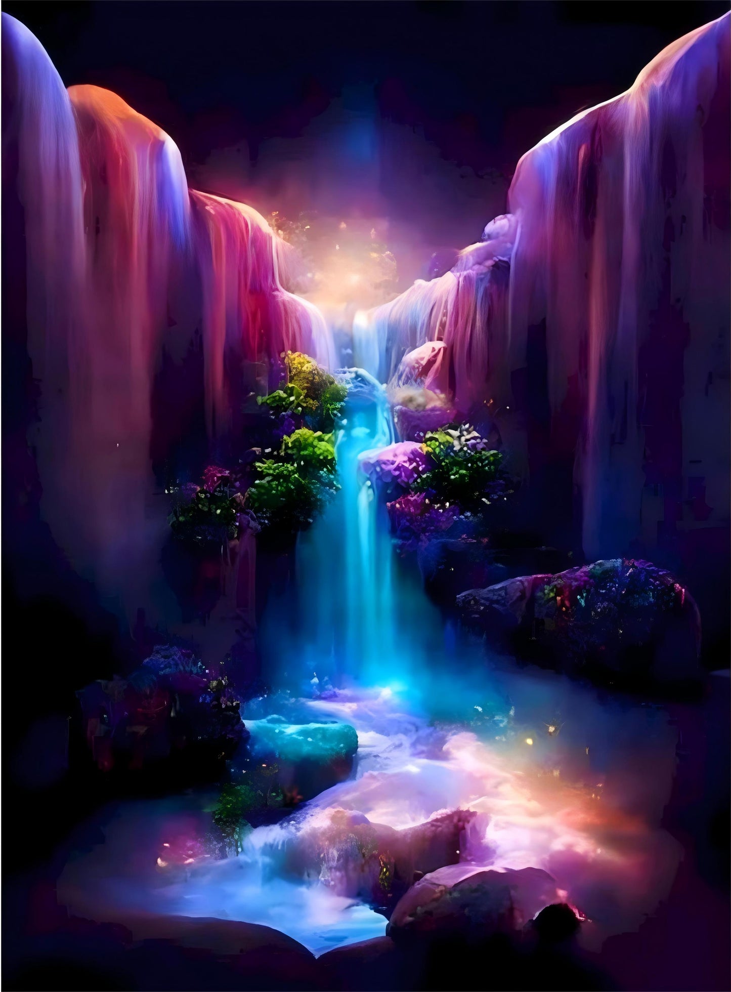 Diamond Painting Family Full Resin Square Fairy Dust Crystal AB Stone Diamond Painting Arts Cliff Waterfall丨DF0098