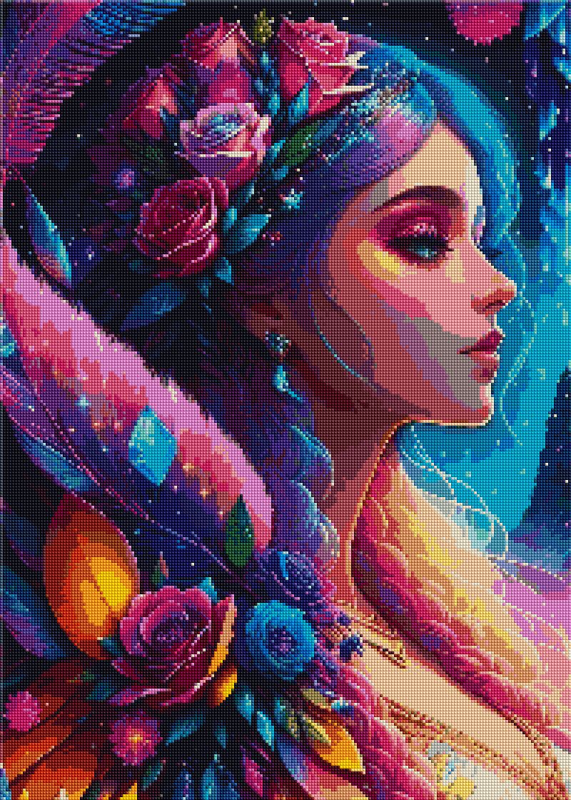 Diamond Painting Family Full Resin Square Fairy Dust Crystal AB Stone Diamond Painting Arts Flower Girl丨DF0106