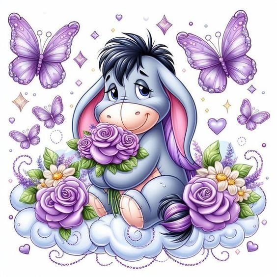 Diamond Painting Family Resin Square Fairy Dust Crystal AB Stone Diamond Painting Arts Eeyore Butterfly丨DF0189