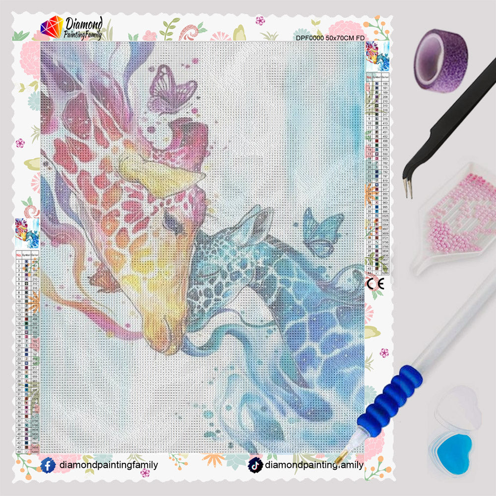 Diamond Painting Family Resin Square Fairy Dust Crystal AB Stone Diamond Painting Arts Giraffe Love丨DF0190