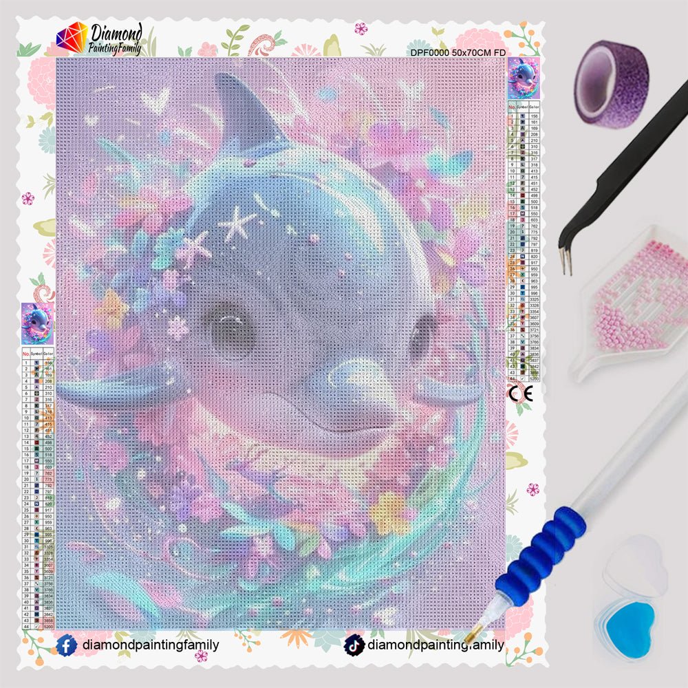 Diamond Painting Family Resin Square Fairy Dust Crystal AB Stone Diamond Painting Arts Colorful Dolphin丨DF0194