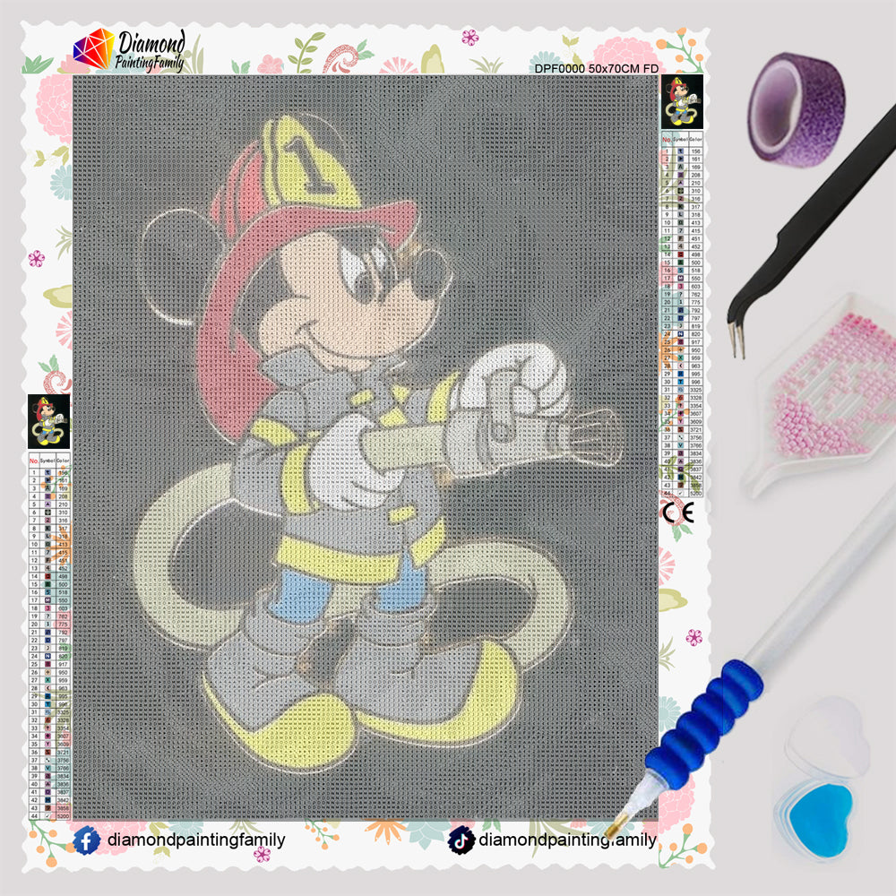 Diamond Painting Family Resin Square Fairy Dust Crystal AB Stone Diamond Painting Arts Fireman Mickey丨DF0196