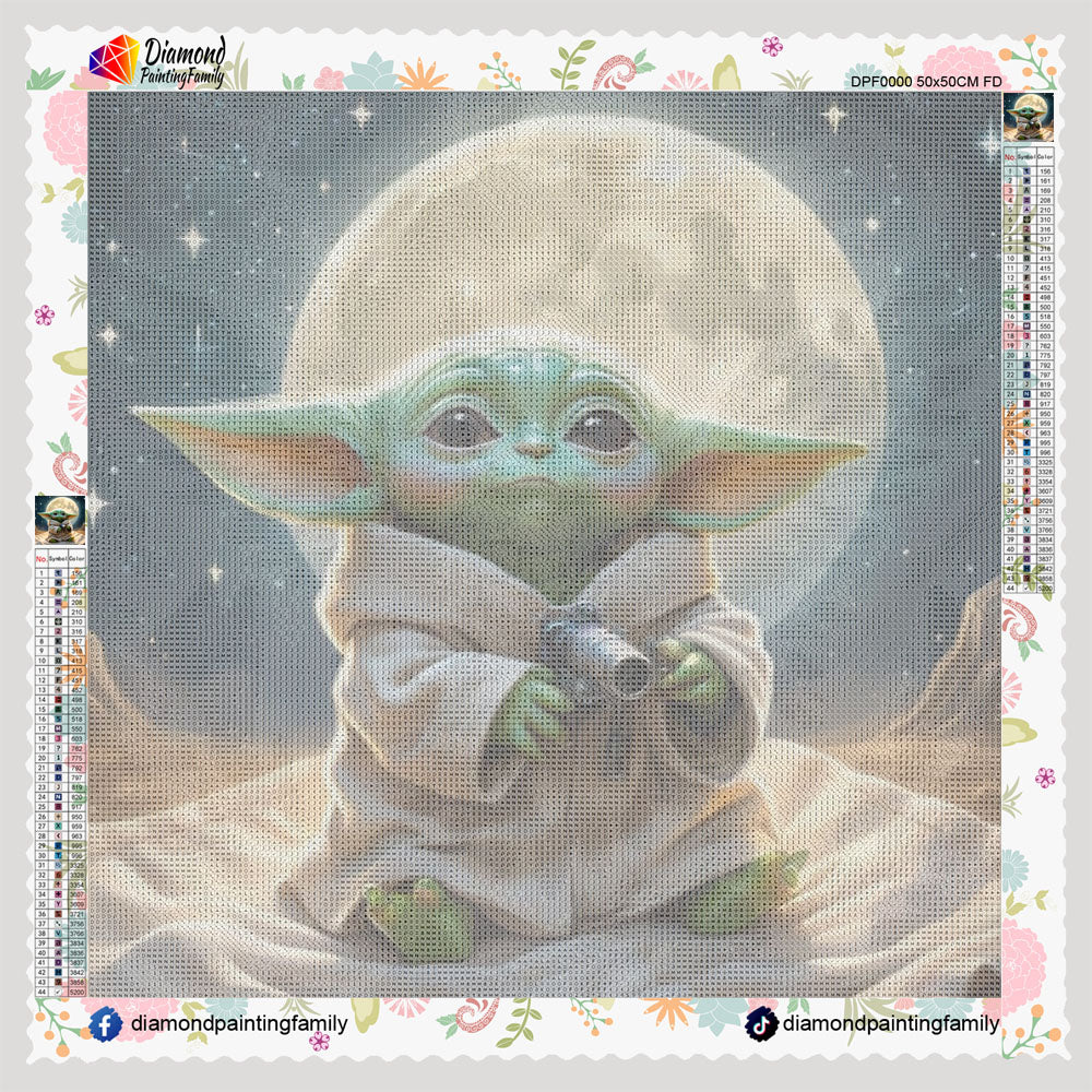 Diamond Painting Family Resin Square Fairy Dust Crystal AB Stone Diamond Painting Arts Moon Grogu丨DF0200