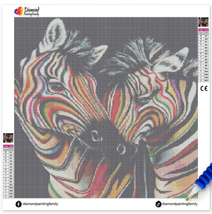 Diamond Painting Family Full Resin Square Fairy Dust Crystal AB Stone Diamond Painting Arts Zebra Lover丨DF0075