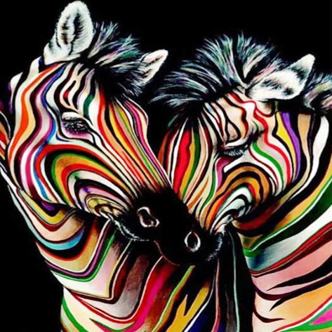 Diamond Painting Family Full Resin Square Fairy Dust Crystal AB Stone Diamond Painting Arts Zebra Lover丨DF0075