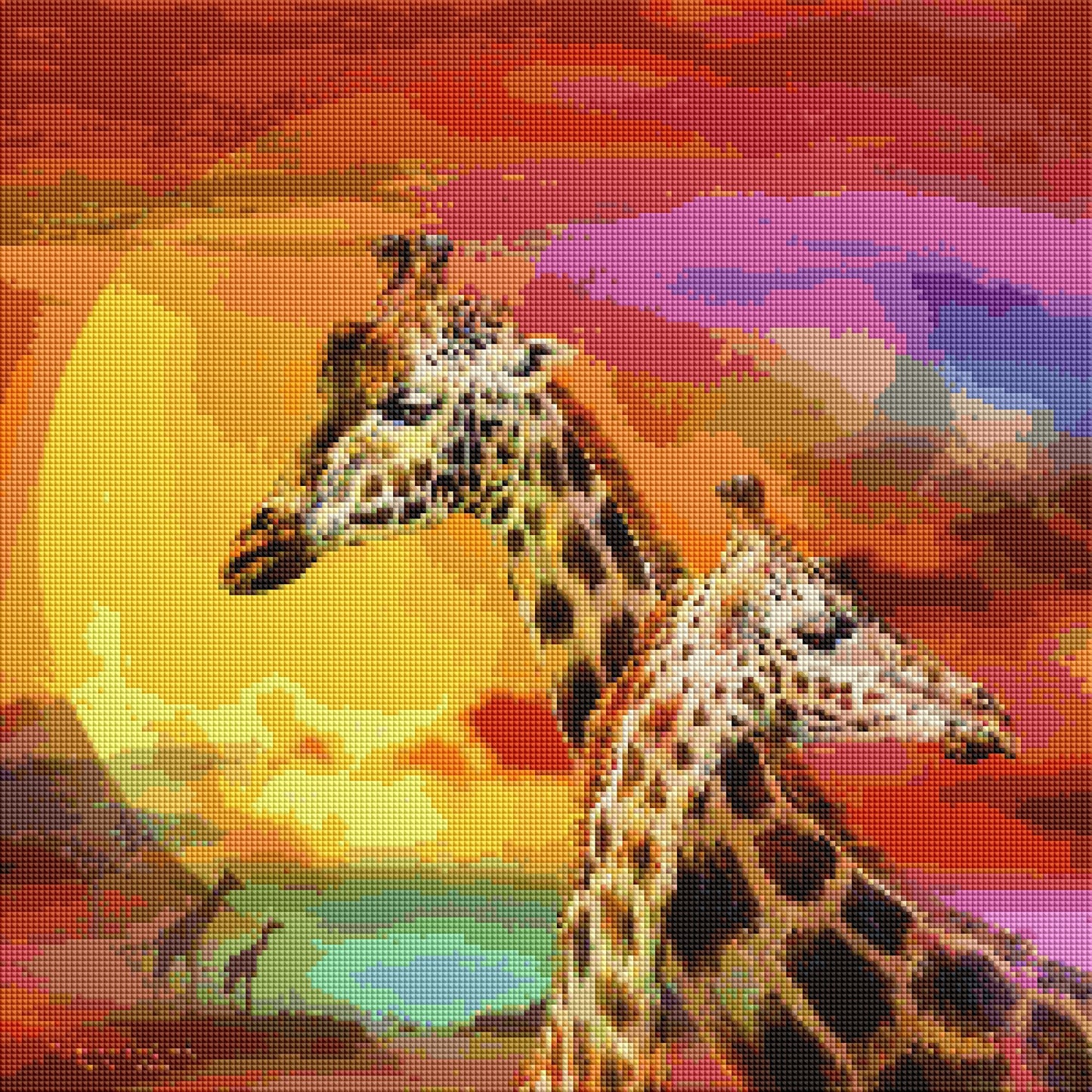 Diamond Painting Family Full Resin Square Fairy Dust Crystal AB Stone Diamond Painting Arts Giraffe Lover丨DF0078