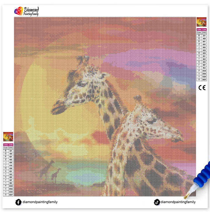 Diamond Painting Family Full Resin Square Fairy Dust Crystal AB Stone Diamond Painting Arts Giraffe Lover丨DF0078