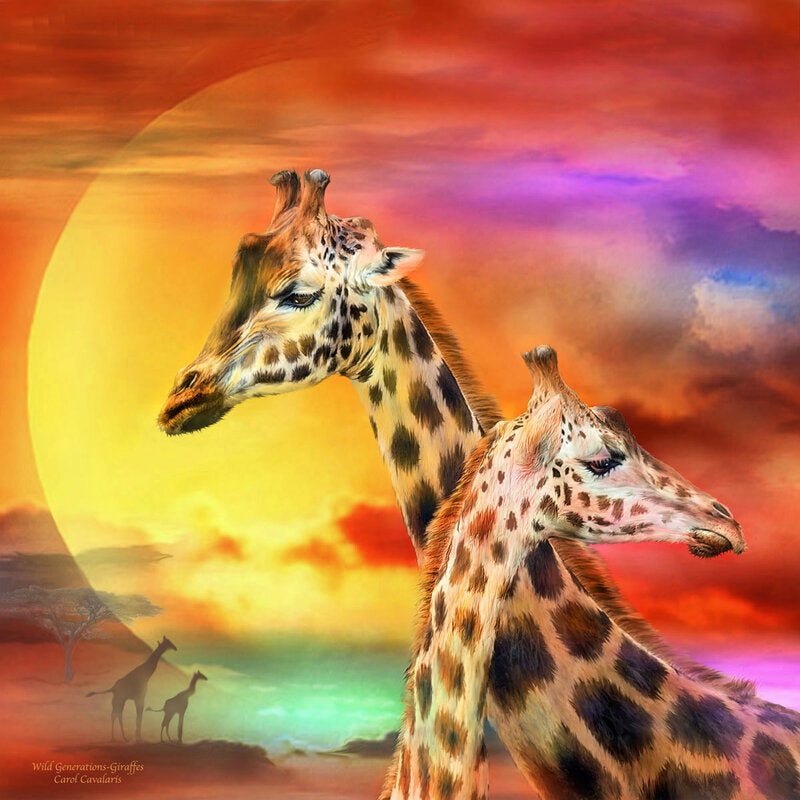 Diamond Painting Family Full Resin Square Fairy Dust Crystal AB Stone Diamond Painting Arts Giraffe Lover丨DF0078