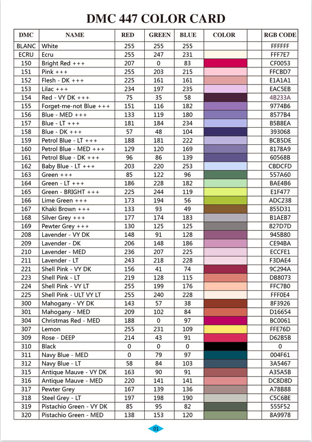 Diamond Painting Full Range 447 DMC Diamond Color Card Rhinestone Color Identification Card Square / Round Diamond