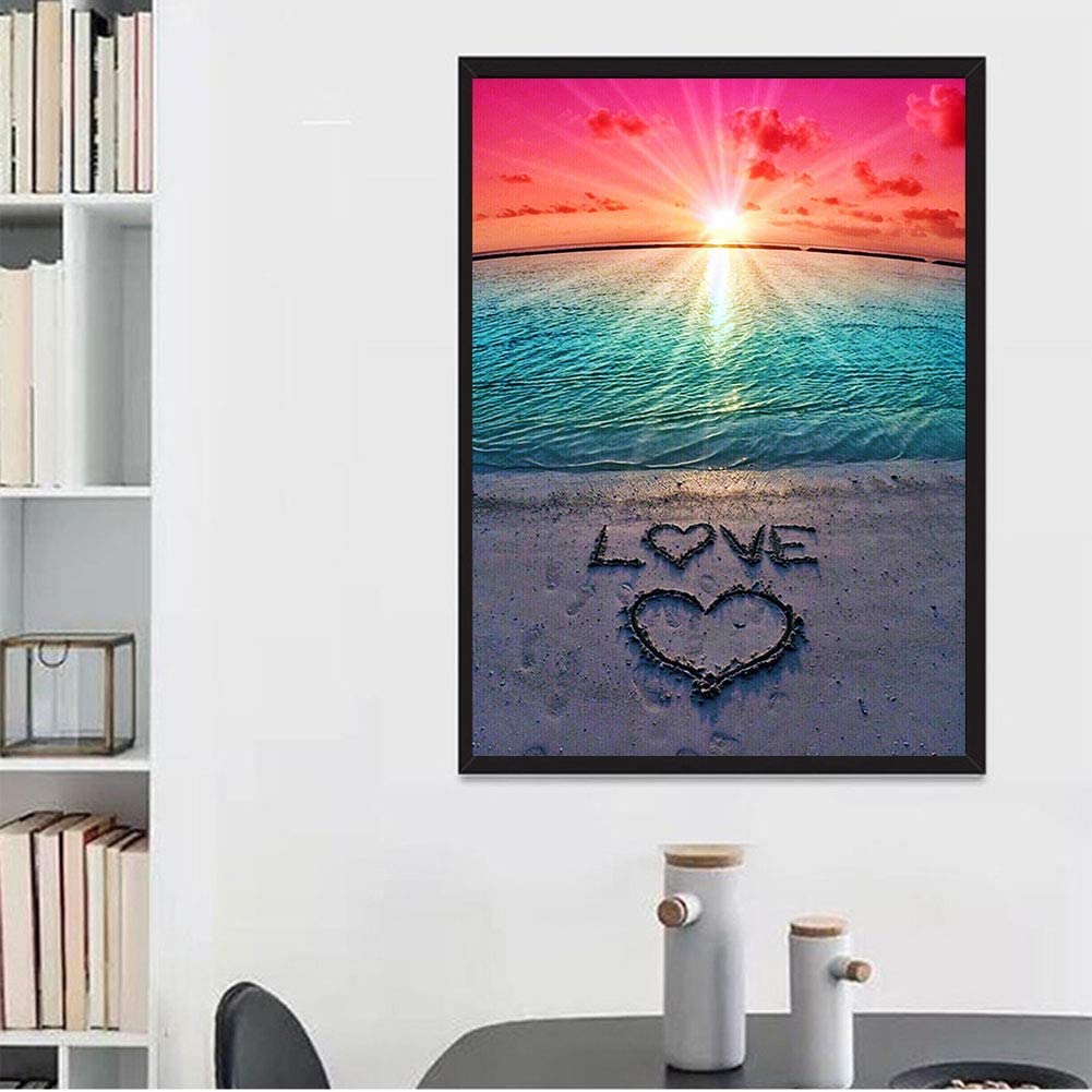 Diamond Painting Family Full Resin Square Fairy Dust Crystal AB Stone Diamond Painting Arts Sunset Beach丨NY001