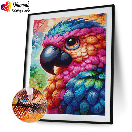 Luxury Diamond Painting Family Round Drill Colorful Parrot 50x90cm