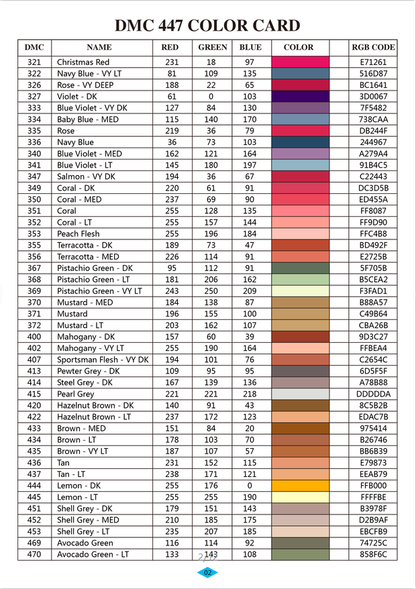 Diamond Painting Full Range 447 DMC Diamond Color Card Rhinestone Color Identification Card Square / Round Diamond