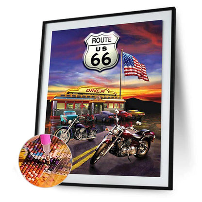 Luxury Diamond Painting Full Resin Drill Set Route 66 NY019