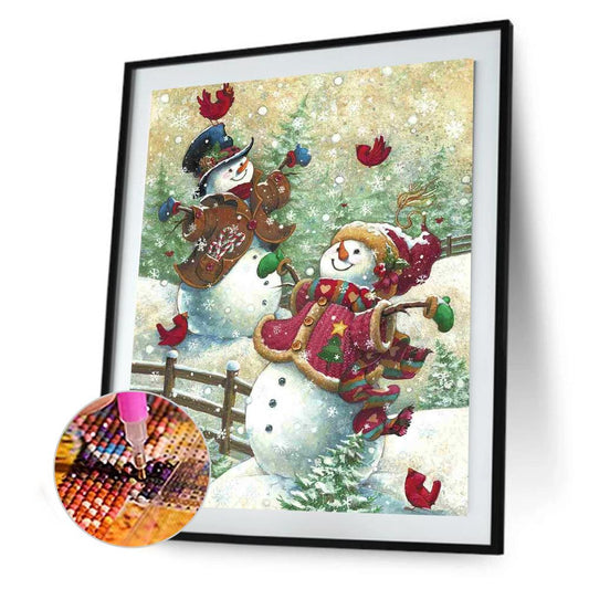 Luxury Diamond Painting Full Resin Drill Set Happy Snowmen  NY022