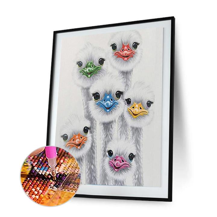 Luxury Diamond Painting Full Resin Drill Set Cute Ostriches NY016