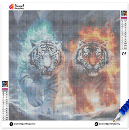 Luxury Diamond Painting丨Ice Fire Tiger DPF0050