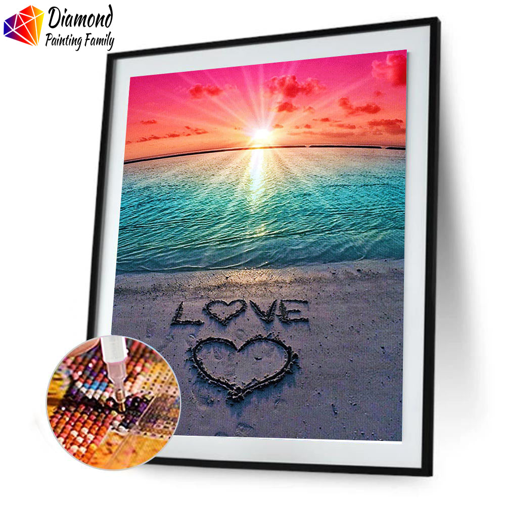 Luxury Diamond Painting Square Drill Sunset Beach Rose DPF0071