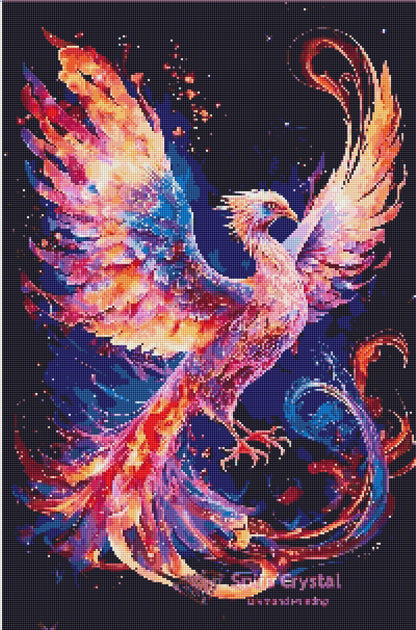Diamond Painting Family Full Resin Square Fairy Dust Crystal AB Stone Diamond Painting Arts Phoenix Rising Ashes丨DF0095
