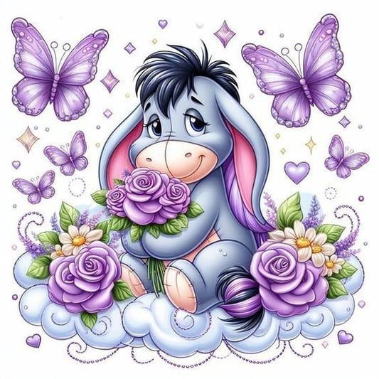 Diamond Painting Family Resin Square Fairy Dust Crystal AB Stone Diamond Painting Arts Eeyore Butterfly丨DF0189
