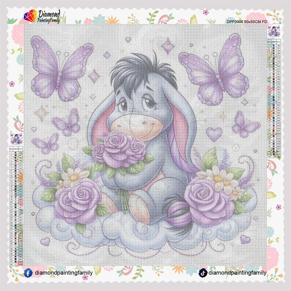 Diamond Painting Family Resin Square Fairy Dust Crystal AB Stone Diamond Painting Arts Eeyore Butterfly丨DF0189