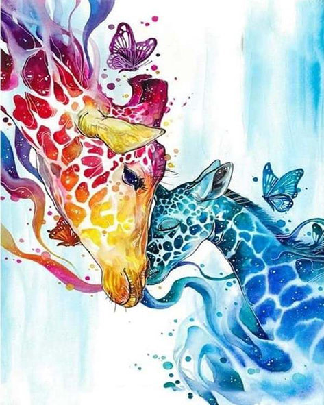 Diamond Painting Family Resin Square Fairy Dust Crystal AB Stone Diamond Painting Arts Giraffe Love丨DF0190