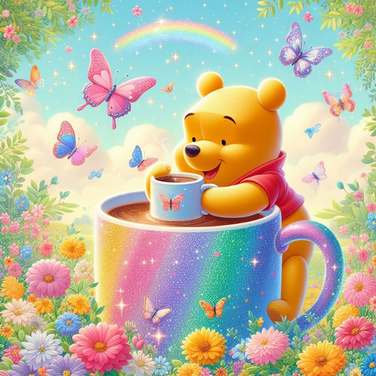 Diamond Painting Family Resin Square Fairy Dust Crystal AB Stone Diamond Painting Arts Colorful Winnie Pooh丨DF0193