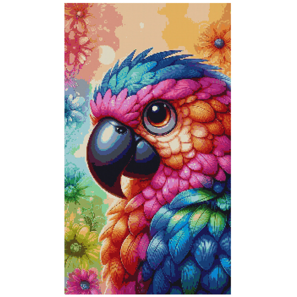 Luxury Diamond Painting Family Round Drill Colorful Parrot 50x90cm