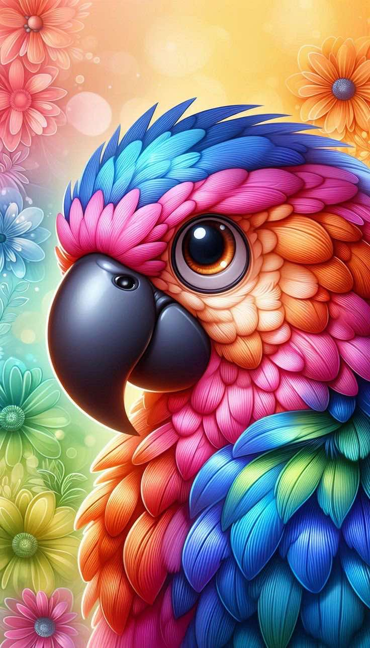 Luxury Diamond Painting Family Round Drill Colorful Parrot 50x90cm