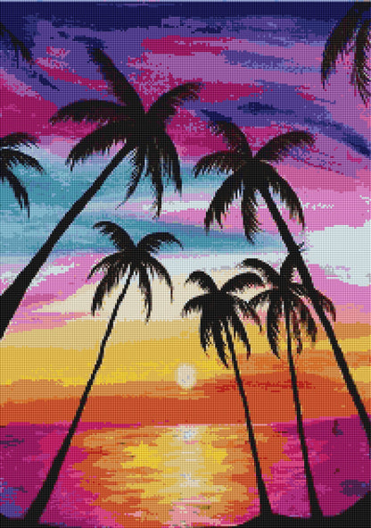 Luxury Diamond Painting丨Sunset Coconut Tree DPF0088