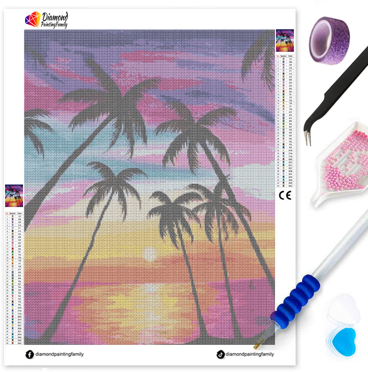 Luxury Diamond Painting丨Sunset Coconut Tree DPF0088